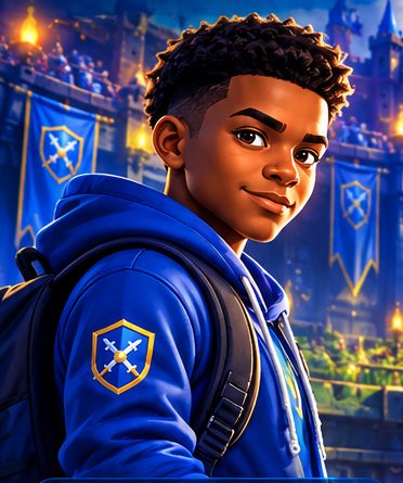A smiling student fighter in a Vantedge Arena hoodie